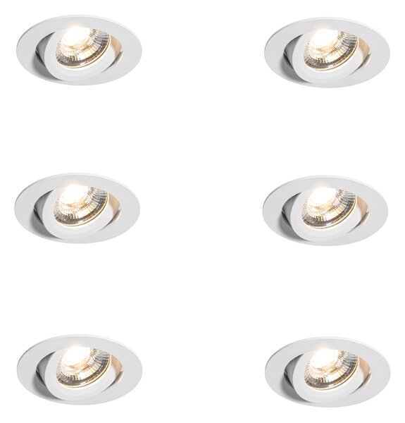 Set di 6 Faretti da Incasso Moderni Bianchi 8,2 cm Incl. LED IP54 Ultra Sottili - Pupil