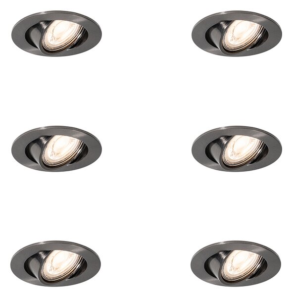 Set di 6 faretti da incasso moderni color canna di fucile GU10 50mm rotondi orientabili - Cisco