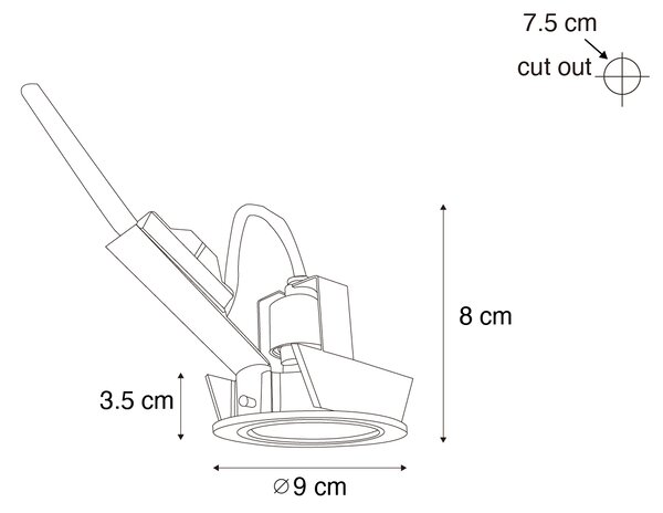 Set di 6 faretti da incasso moderni color canna di fucile GU10 50mm rotondi orientabili - Cisco