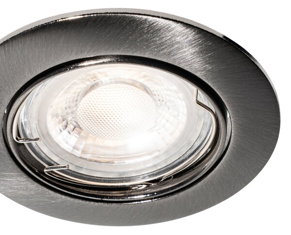 Set di 6 faretti da incasso moderni rotondi orientabili color canna di fucile GU10 50mm - Edu