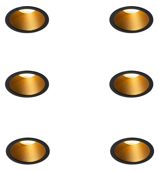 Set di 6 Faretti da incasso moderni Neri con oro GU10 35mm IP44 - Dept