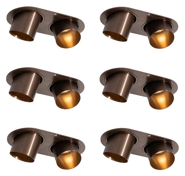 Set di 6 faretti da incasso bronzo scuro GU10 50mm 2 luci - Installa