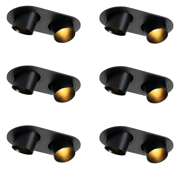Set di 6 faretti da incasso neri GU10 35mm orientabili a 2 luci - Installa