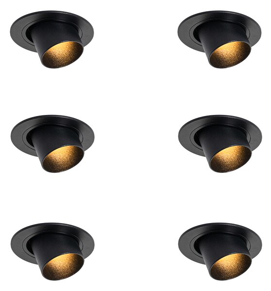 Set di 6 faretti da incasso neri GU10 35mm rotondi inclinabili - Installa