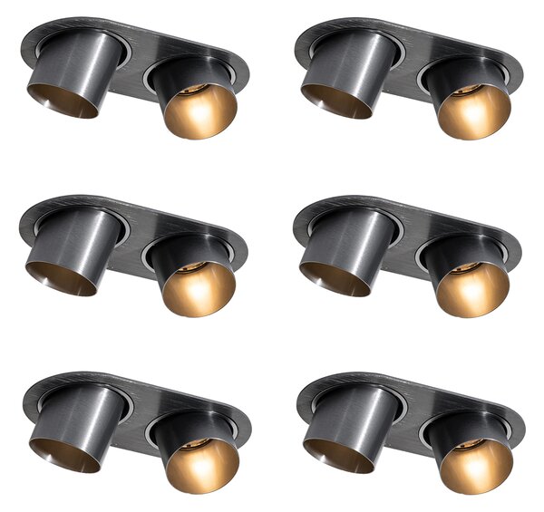 Set di 6 faretti da incasso color canna di fucile GU10 50mm 2-Luci - Installa