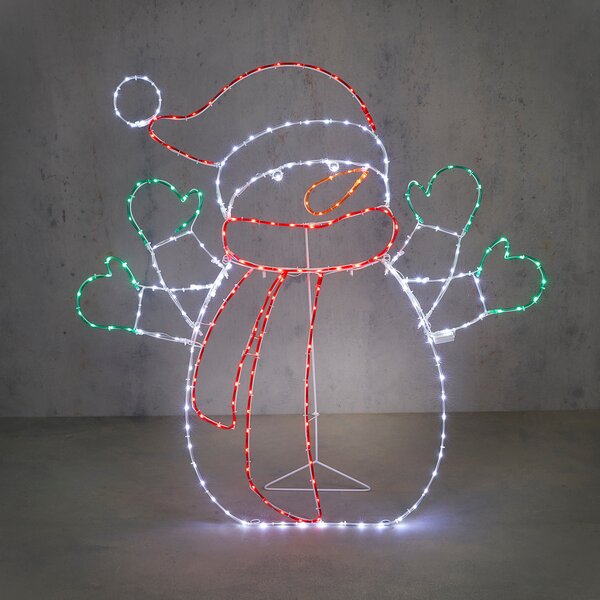Lampada da terra natalizia Pupazzo di neve 116 cm con LED e timer IP44 - Pax