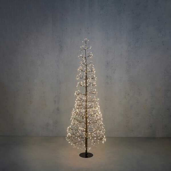 Lampada da terra natalizia nera albero 150 cm con LED e timer IP44 - Caspar