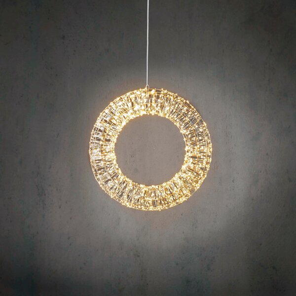 Lampada a sospensione natalizia a forma di ghirlanda argento 45 cm incl. LED IP44 - Nawa