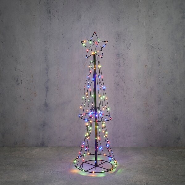 Lampada da terra natalizia albero nero 150 cm incl. LED RGB con timer IP44 - Ugoku