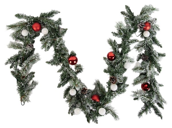 Ghirlanda natalizia bianca e rossa da 270 cm con LED e timer - Jack