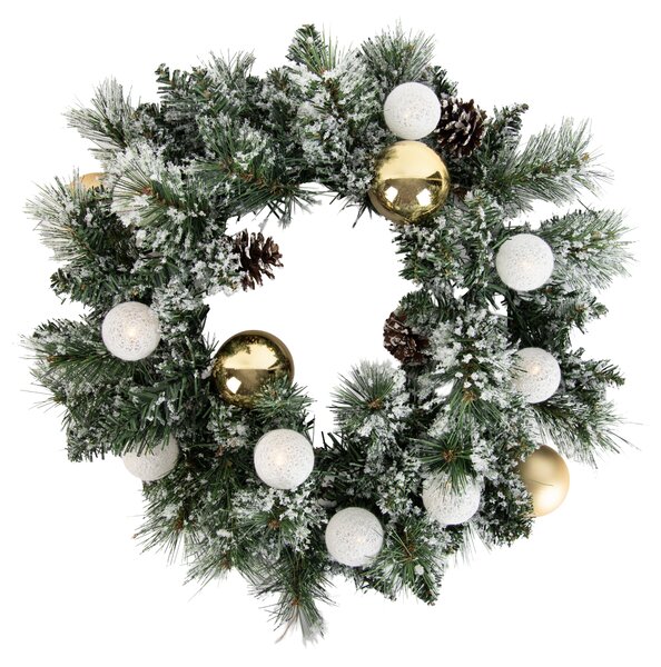 Ghirlanda natalizia bianca con oro 45 cm incl. LED con timer - Jack