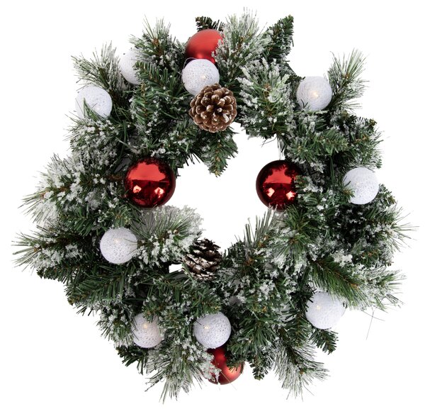 Ghirlanda natalizia bianca e rossa 45 cm con LED e timer - Jack
