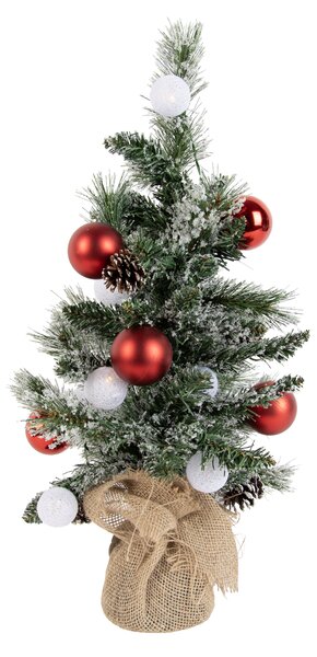 Albero di Natale bianco con rosso 60 cm con LED e timer - Jack
