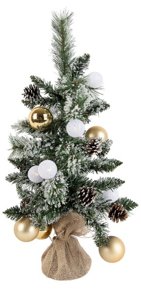 Albero di Natale bianco e oro 60 cm con LED e timer - Jack