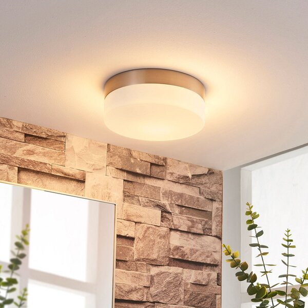 Plafoniera Lindby, Amilia, dimmerabile, Metallizzato, Bagno, Vetro, Moderno