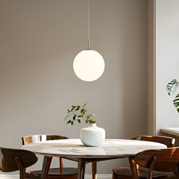 Lampada a sospensione Lindby, Marike, dimmerabile, Bianco, Soggiorno, Vetro, Moderno