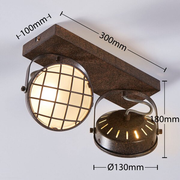 Plafoniera Lindby, Tamin, dimmerabile, Marrone / Ruggine, Soggiorno, Metallo, Industriale