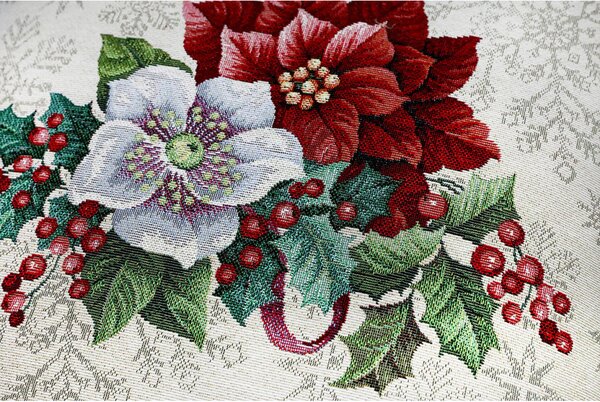 Runner da tavolo natale di gobelin con motivo di fiori di Natale