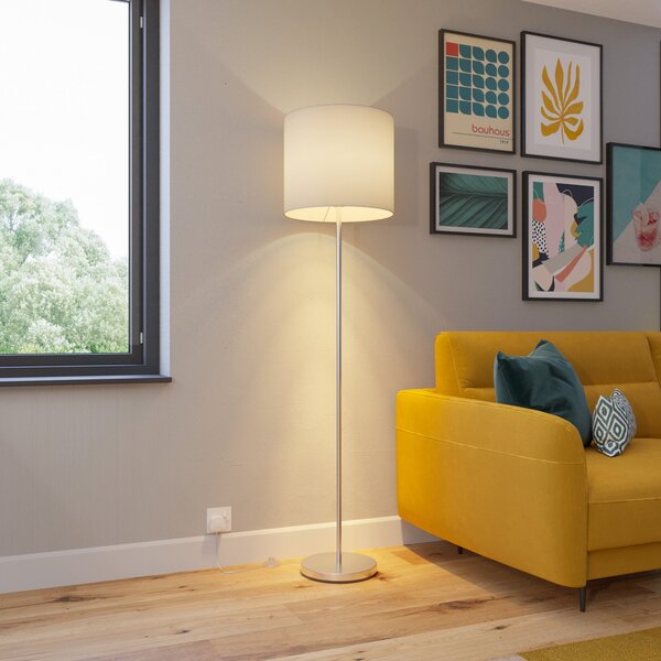 Lampada da terra Lindby, Everly, Bianco, Soggiorno, Tessuto / Tessile, Moderno