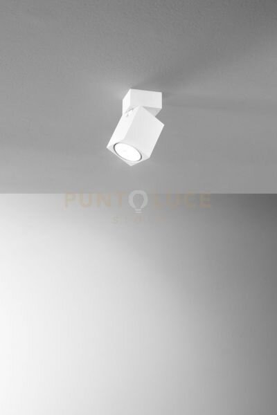Faretto in alluminio bianco connect 1 luce attacco gu10 quadrato 6x6cm