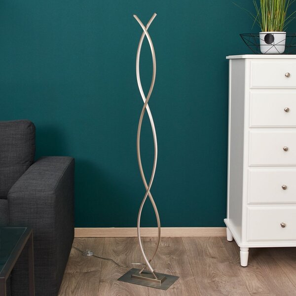 Lampada da terra Lindby, Bobi, Metallizzato, Soggiorno, Alluminio, Moderno
