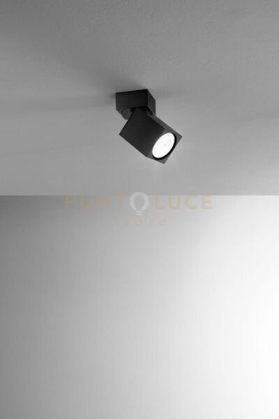 Faretto in alluminio nero connect 1 luce attacco gu10 quadrato 6x6cm