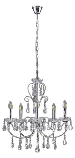 Lampadari Lucande, Solveig, dimmerabile, Metallizzato, Soggiorno, Cristallo, Antico