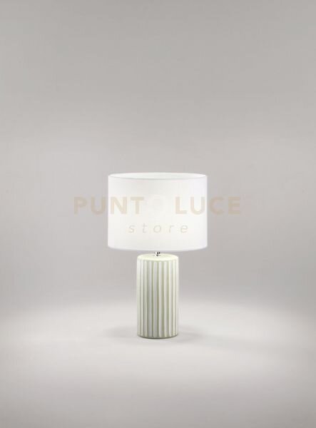 Lampada da tavolo beige + bianco rigato paralume bianco tribale 1 