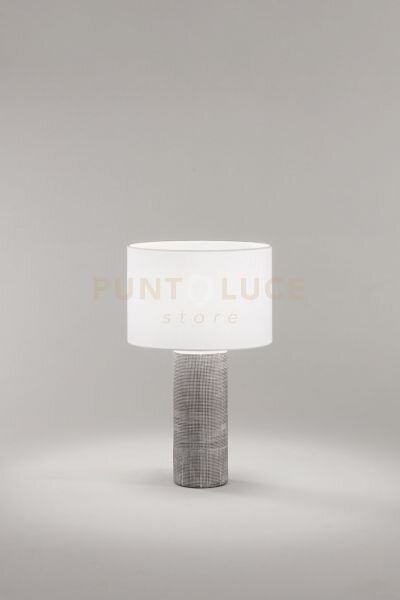 Lampada da tavolo tribale grigio cemento paralume bianco 1 luce att