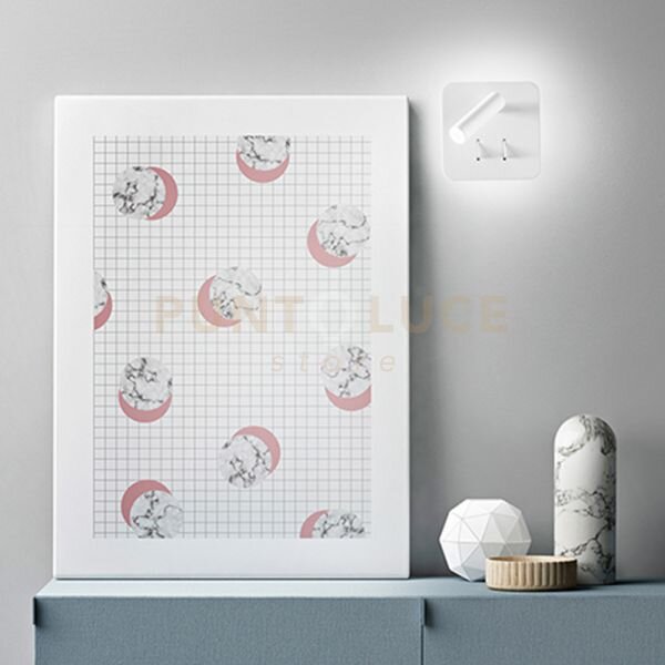 Applique in metallo verniciato bianco plug led 6w + 3w faretto spot