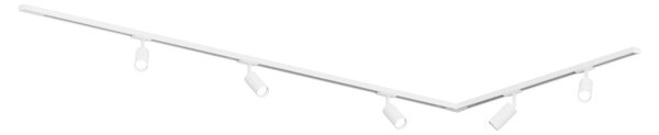 Mrail 230V, sistema di illuminazione a soffitto, colore bianco, lampade GU10. Kit completo con guide, trasformatori e 5 faretti. 1) Set da 3 metri, composto da guide dritte e a forma di L, comprensivo di 5 punti luce