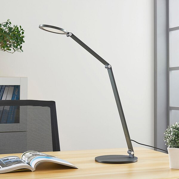 Lampade da tavolo Lucande, Mion, dimmerabile, Grigio, Studio / Ufficio, Metallo, Moderno