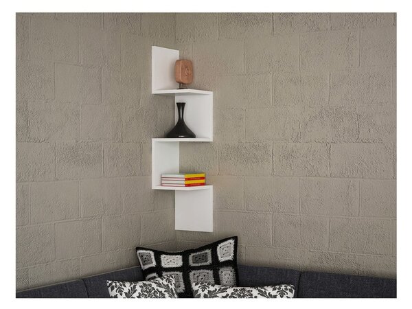 Libreria a parete bianca con mensole Corner - Furny Home