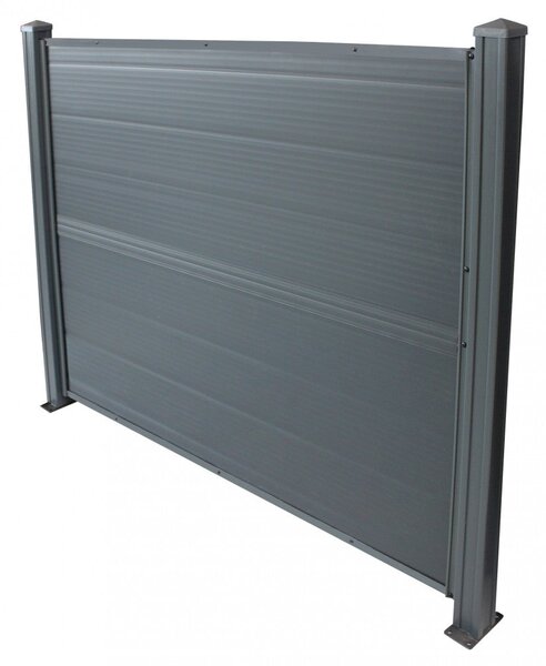 Pannello recinzione privacy frangivento in PVC con pali alluminio 150 X 120 grigio scuro