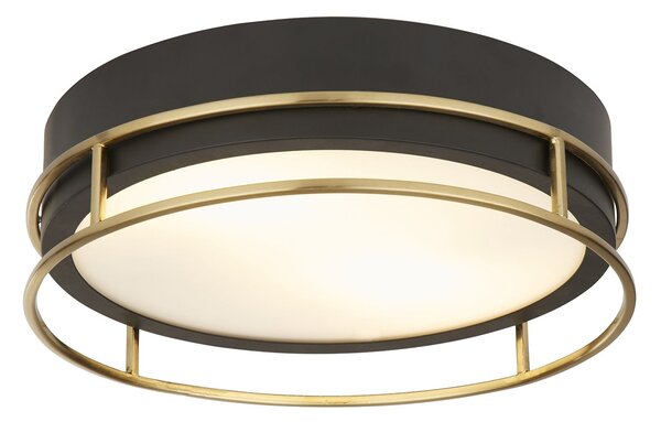 Plafoniera Contemporanea Fenice Acciaio Nero Vetro 2 Luci E14 30Cm