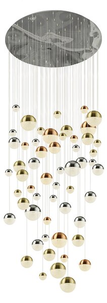 Plafoniera Contemp Pianeti Acciaio Cromo Policarbonato Ottone Led 376W 4000K