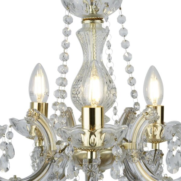 Lampadario Classico Marie Therese Acciaio Adjustable Acrilico Trasparente 5 Luci E14