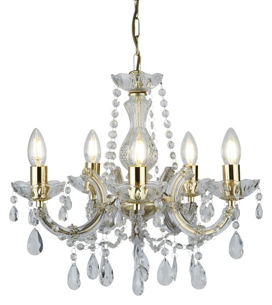 Lampadario Classico Marie Therese Acciaio Adjustable Acrilico Trasparente 5 Luci E14