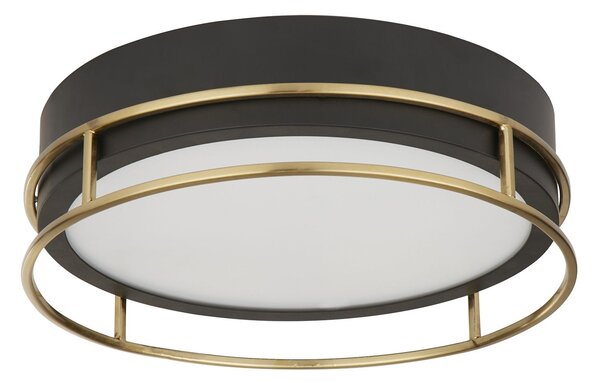 Plafoniera Contemporanea Fenice Acciaio Nero Vetro 2 Luci E14 30Cm