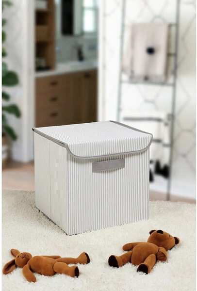 Scatola in tessuto grigio con coperchio 30x30x30 cm - Mioli Decor