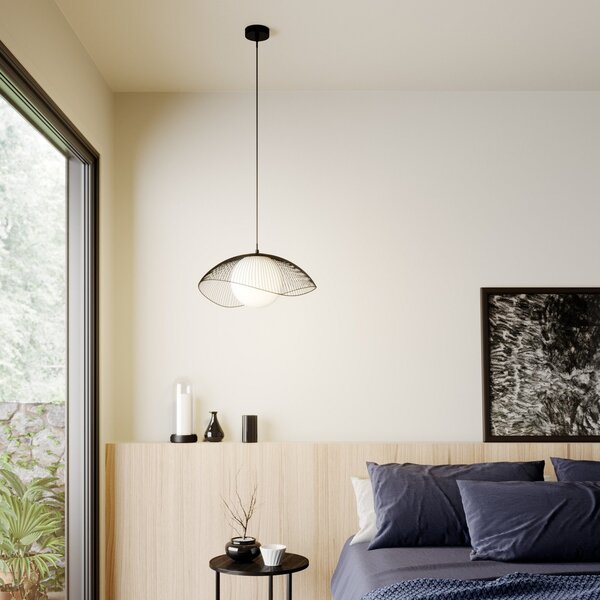 Lampada a sospensione Lindby, Fabronia, dimmerabile, Nero, Soggiorno, Metallo, Moderno