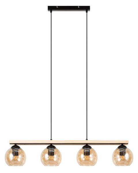 Lampada a sospensione Lindby, Enrique, dimmerabile, Legno, Soggiorno, Vetro, Moderno