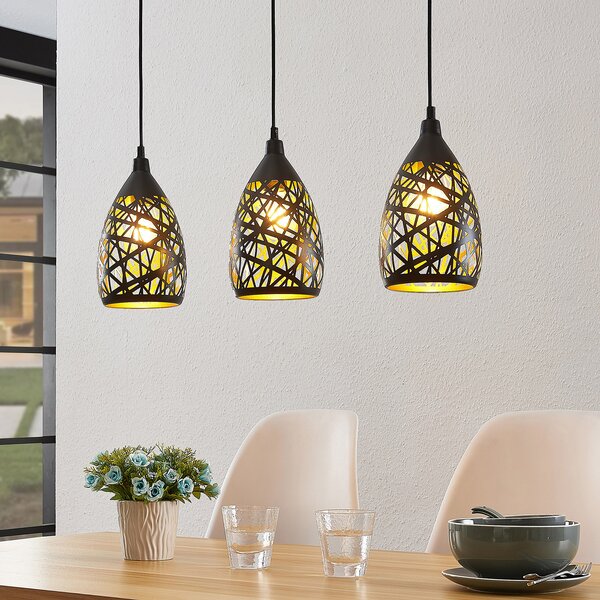 Lampada a sospensione Lindby, Marcello, dimmerabile, Nero, Cucina, Metallo, Moderno