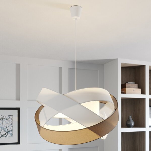 Lampada a sospensione Lindby, Simaria, dimmerabile, Marrone / Ruggine, Soggiorno, Tessuto / Tessile, Moderno