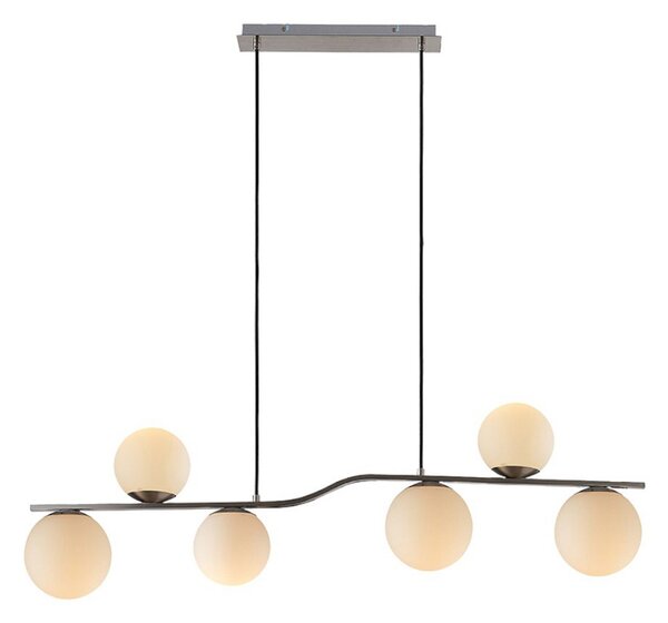 Lampada a sospensione Lindby, Avalyn, dimmerabile, Metallizzato, Soggiorno, Vetro, Moderno