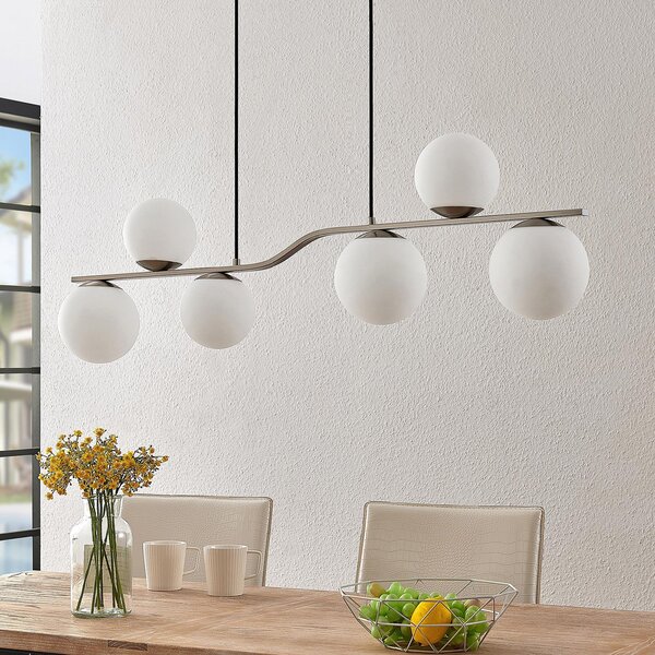 Lampada a sospensione Lindby, Avalyn, dimmerabile, Metallizzato, Soggiorno, Vetro, Moderno
