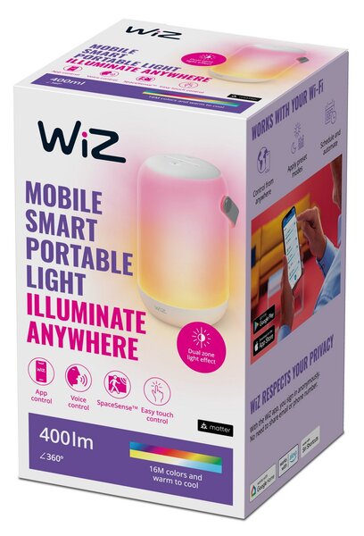 Lampade da tavolo WiZ, Mobile Portable, dimmerabile, Bianco, Soggiorno, Plastica, Moderno
