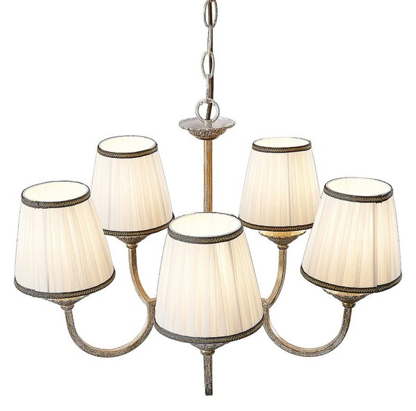 Lampadari Lindby, Lumiel, dimmerabile, Bronzo / Ottone anticato, Soggiorno, Tessuto / Tessile, Campagna / rustico