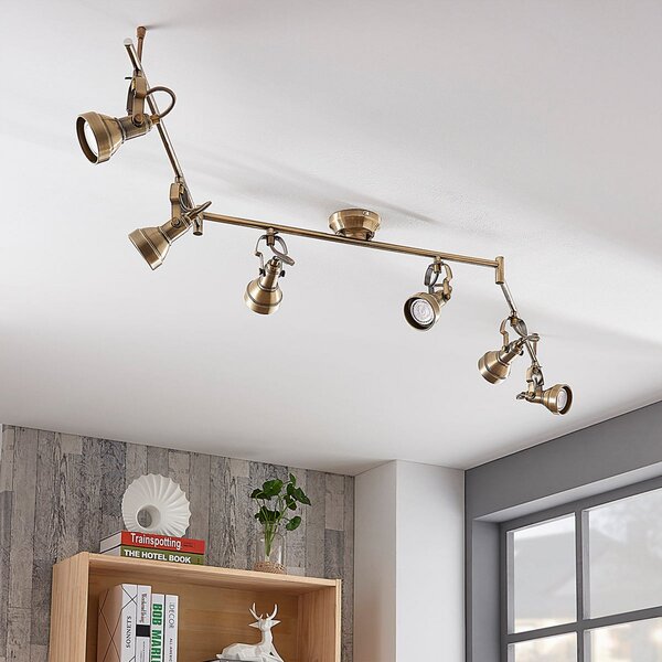 Plafoniera Lindby, PERSEAS, dimmerabile, Bronzo / Ottone anticato, Soggiorno, Metallo, Antico