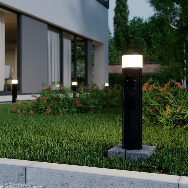 Lampade da esterno Lucande, Corban, dimmerabile, Nero, Terrazza, Alluminio, Moderno